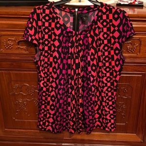 Bright Patterned Cap Sleeve Shell in EUC